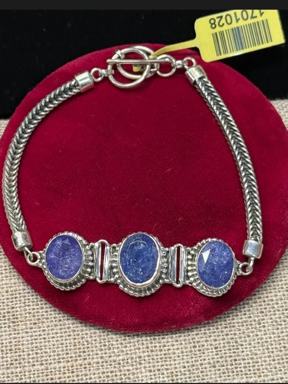 Sterling Silver Artisan Crafted Tanzanite Bracelet 7.5"-8"
